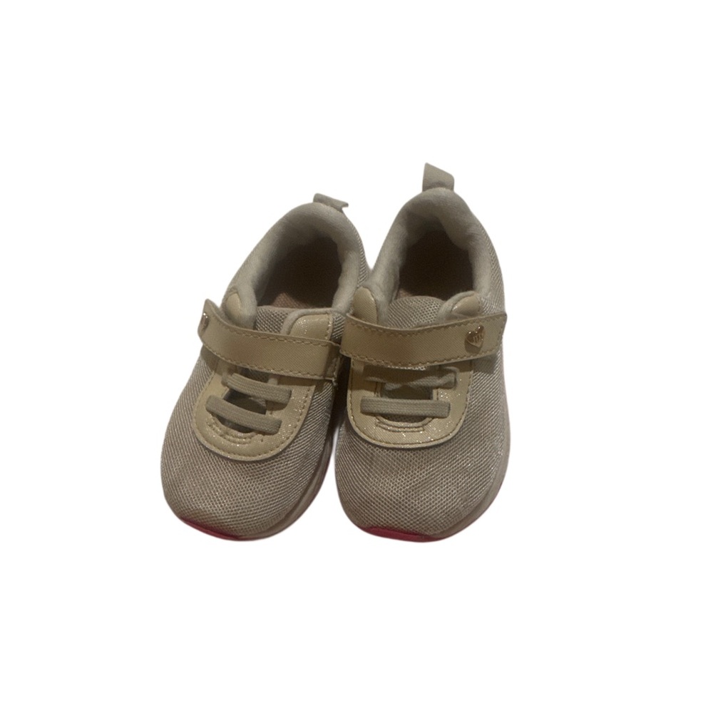 Beige Kids Sneakers with Velcro Strap